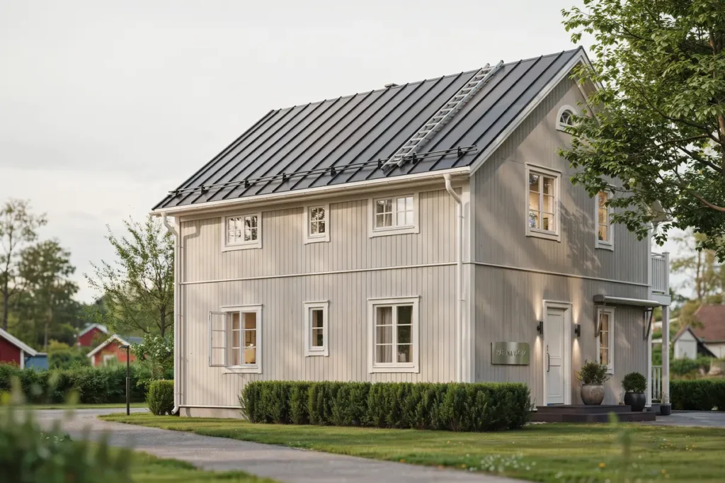 montering av sn rasskydd och takstege p villa i h tuna skokloster