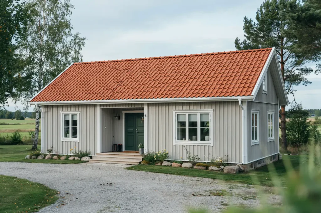 oml ggning av tegeltak p fritidshus i skokloster